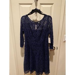 Navy blue dress with lace and sequins